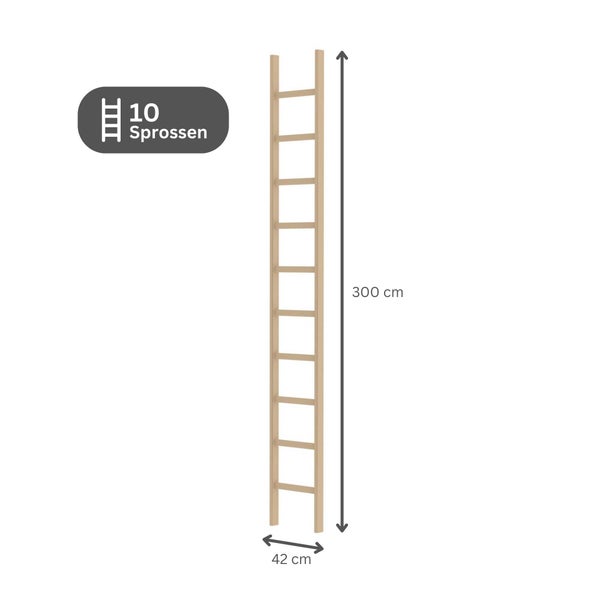 PROREGAL Sprossen-Anlegeleiter Holz Ohne Traverse 10 Sprossen