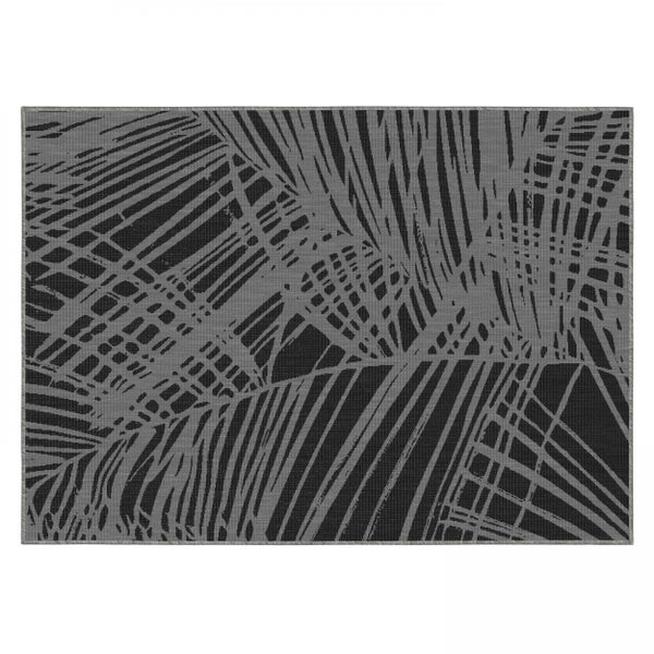 In- und Outdoor-Teppich mit Palmenblatt-Muster, rechteckig, flachgewebt.