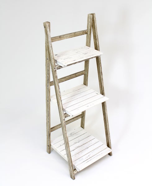 FRANK FLECHTWAREN | Klappregal Shabby, HOLZ, 42 x 38 x 109 cm, platzsparend zusammenklappbar