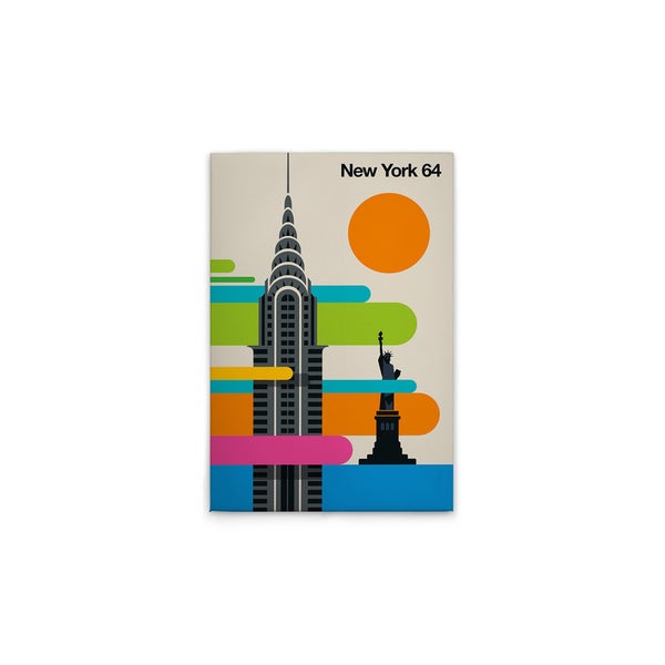 Dekoratives Wandbild mit New Yorker Motiven, einschließlich Chrysler Building und Freiheitsstatue