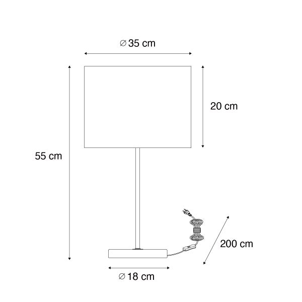 Maße der Tischleuchte im Überblick