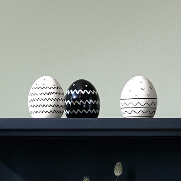 FRANK FLECHTWAREN | Deko-Ei Pattern, 3er Set, PORZELLAN, 6,5 x 6,5 x 8cm