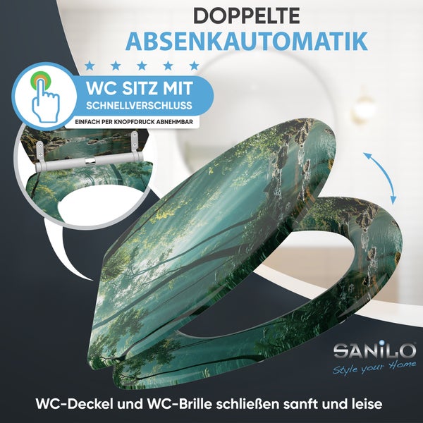 Toilettensitz mit Absenkautomatik und Waldmotiv