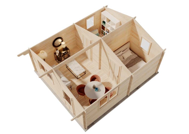 Alpholz Gartenhaus Eko Gartenhaus aus Holz in natur, Holzhaus mit 44 mm Wandstärke Blockbohlenhaus imprägniert 5,2x6,4m