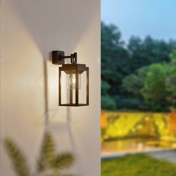 Lucande Wandleuchte außen Milanka (Modern) in Schwarz aus Aluminium (1 flammig, E27) - Außenwandleuchten Wandlampe Led Außenlampe Outdoor für Außenwand/Hauswand Haus Terrasse & Balkon