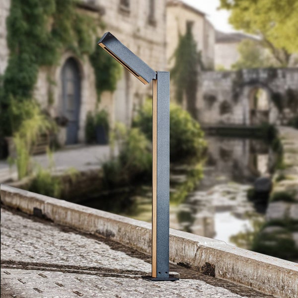 Lucande LED Außenleuchte Taskalin (Modern) in Schwarz aus Aluminium (1 flammig, ) - Wegeleuchte Pollerleuchte Wegelampe Sockelleuchte