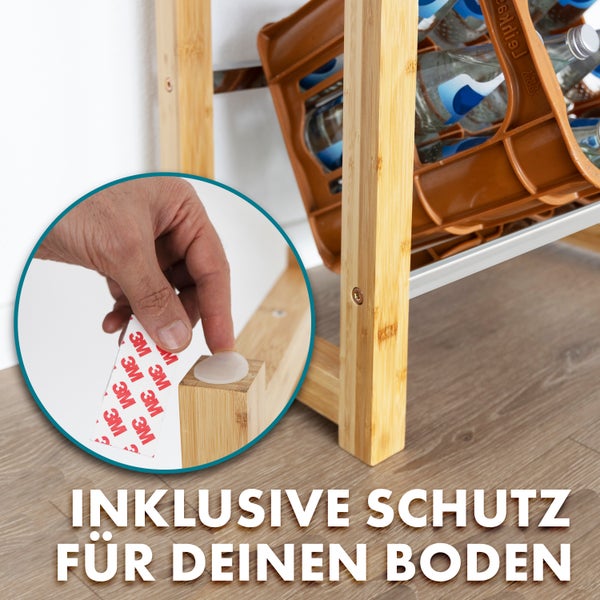 FLOORDIREKT Bambus-Flaschenkastenständer Flash - Robustes Lagerregal - für Büro, Küche, Garage oder Flur - 112 x 56 x 32 cm
