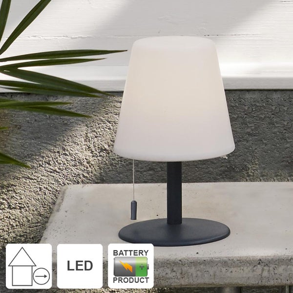 Akkubetriebene LED Tischleuchte für den Außenbereich