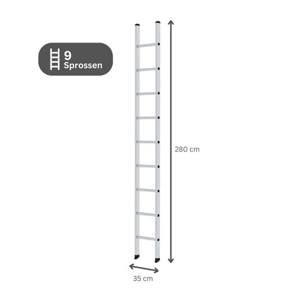 PROREGAL Sprossen-Anlegeleiter 350 mm Breit Ohne Traverse 9 Sprossen
