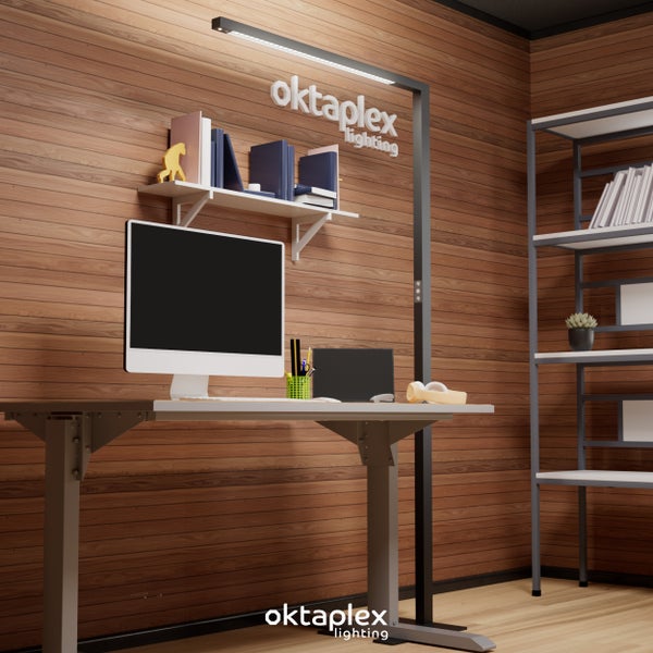 Büro Stehleuchte Alva LED dimmbar 10800 Lumen 2700K-5700K Aluminium Stehlampe schwarz 80W Arbeitsleuchte mit Präsenzsensor Touch-Panel