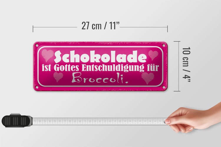 Blechschild Spruch 27x10cm Schokolade Gottes Entschuldigung Dekoration