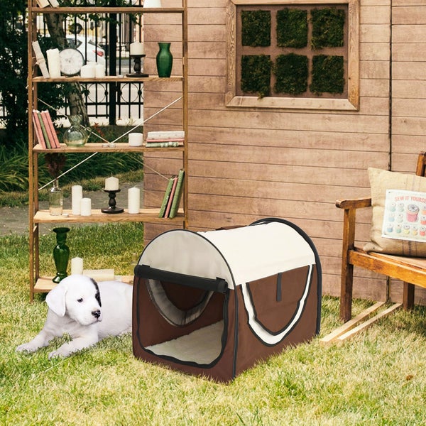 PawHut Tragebox, 46L x 36B x 41H cm, Oxfordstoff mit PVC-Beschichtung, Stahl, Kaffee