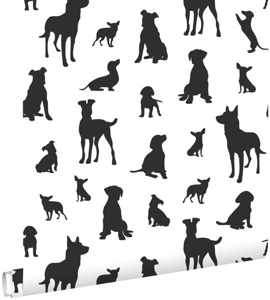 ESTAhome Tapete Hunde Schwarz-Weiß - 50 x 900 cm - 139332