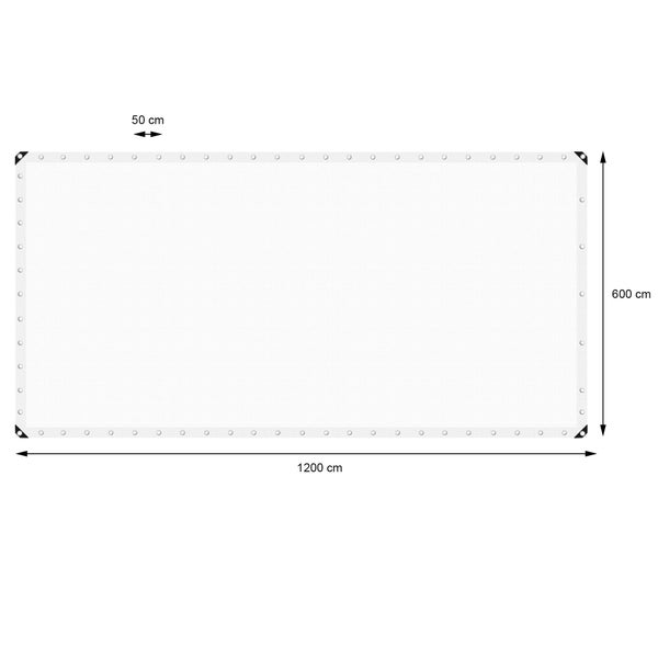 ECD Germany Abdeckplane Gewebeplane mit Ösen 6x12m 72m² 260g/m² Weiß aus Polyethylen Schimmelresistent Wasserdicht Reißfest Schutzplane Bootsplane Gartenplane Holzplane Plane für Gartenmöbel Pool Auto