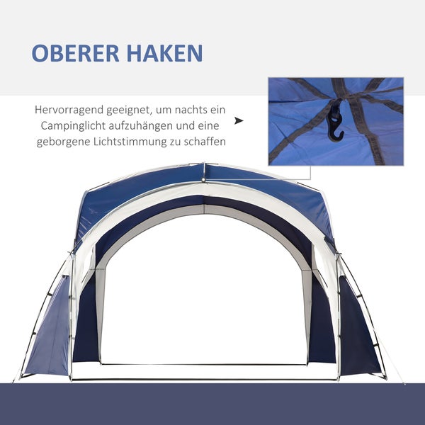 Outsunny Sonnenschutzdach, Kuppelzelt,  Kuppelpavillon für 6 bis 8 Personen, Partyzelt für Terrasse, Balkon, 3,5 x 3,5 x 2,22 m, Polyester, Blau