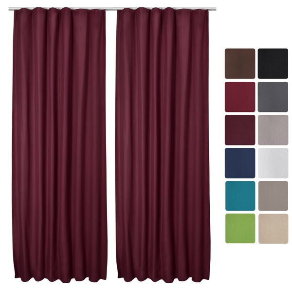 Beautissu Amelie TK Vorhang mit Kräuselband 140x245cm Bordeaux (2tlg)