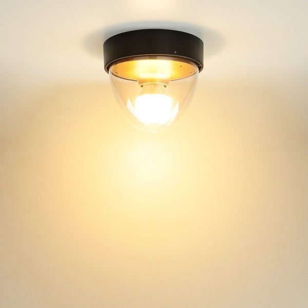 Deckenleuchte mit transparentem Lampenschirm und runder Halterung