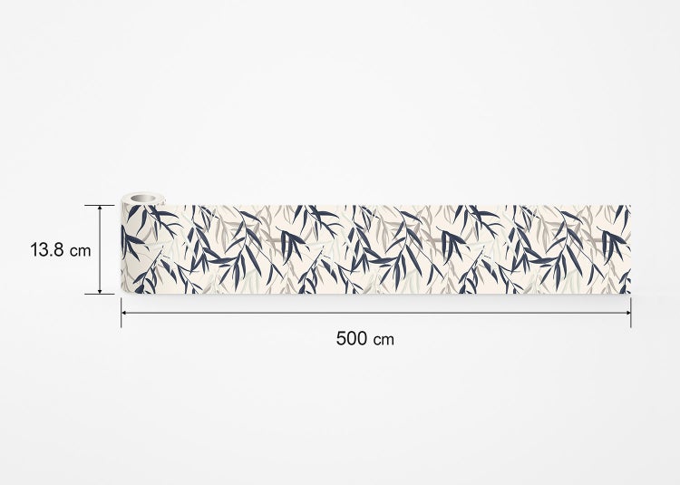 Tapetenbordüre mit Blättermuster, Höhe 13,8 Zentimeter, Länge 500 Zentimeter.