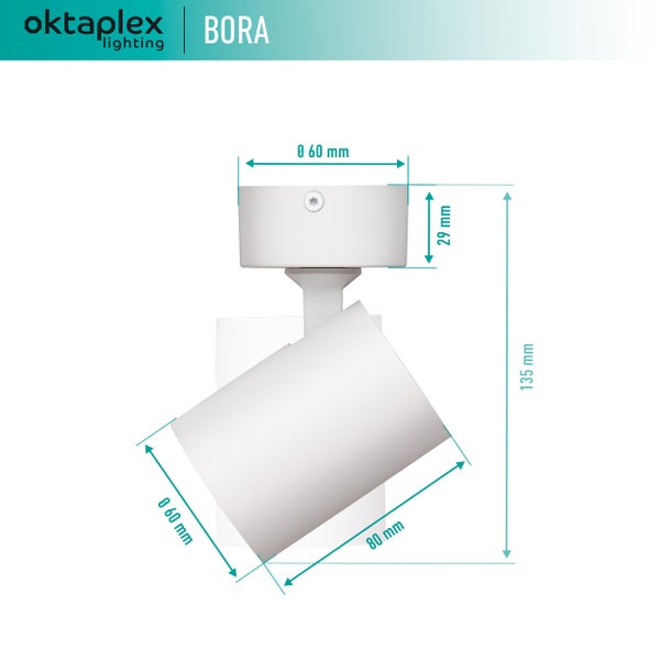 Bora Deckenstrahler 1-flammig GU10 LED Spotleuchte 230V schwenkbar für Decke Wandmontage Aluminium weiß