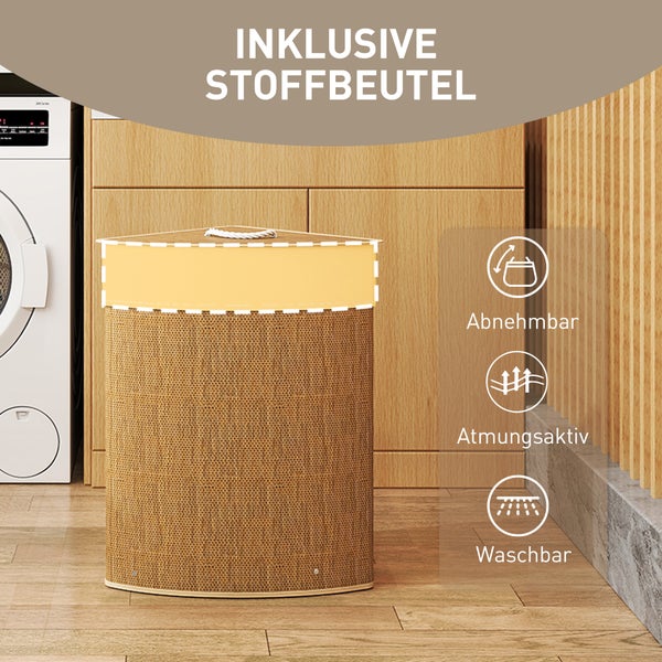 Wäschekorb inklusive Stoffbeutel, abnehmbar, atmungsaktiv, waschbar