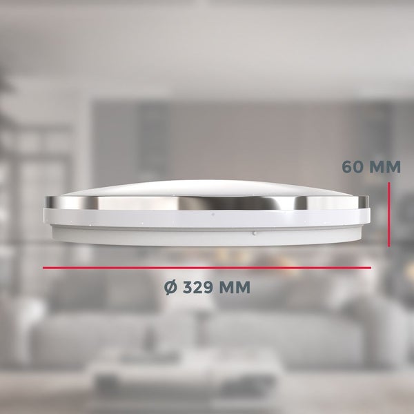 Deckenleuchte Ø32,9 cm - 15W, 1500lm, LED, Sternenhimmel, neutralweiß, chromfarbig