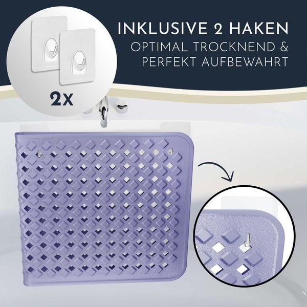 Homerella Badewannenmatte rutschfest Hautsensitiv 88x39cm, INKL. AUFHÄNGUNG | Antirutschmatte Badewanne BPA frei | Duschmatte schimmelresistent & maschinenwaschbar | Badematte rutschfest