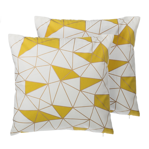 Dekokissen 2er Set CLARKIA Baumwolle 45 x 45 cm Gelb Geometrisches Muster