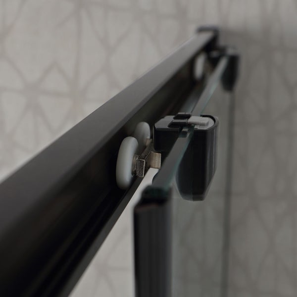 Schwarze Eckdusche mit Schiebetüren und Klarglas 6 mm | City