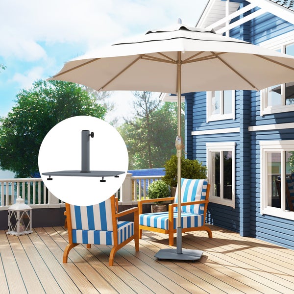 Outsunny Sonnenschirmständer aus Metall 18,5 kg Schirmständer mit Rollen, Quadratisch Schirmhalter, Schirmgewicht, Ständer für Sonnenschirm 32/38/48mm Rohrdurchmesser, für Balkon, Terasse, Grau