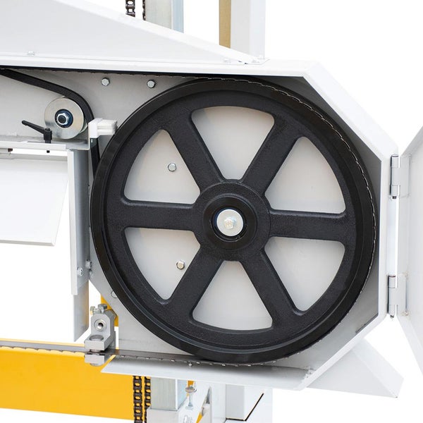 Detailansicht eines Bandsägenrads.