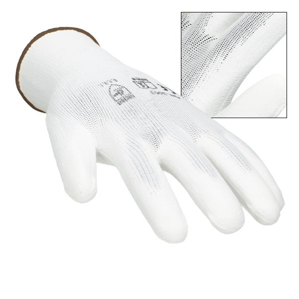 ECD Germany 72 Paar Arbeitshandschuhe mit PU-Beschichtung, Größe 9-L, Weiß, atmungsaktiv, rutschfest, robust, Mechanikerhandschuhe Montagehandschuhe Schutzhandschuhe Gartenhandschuhe Handschuhe