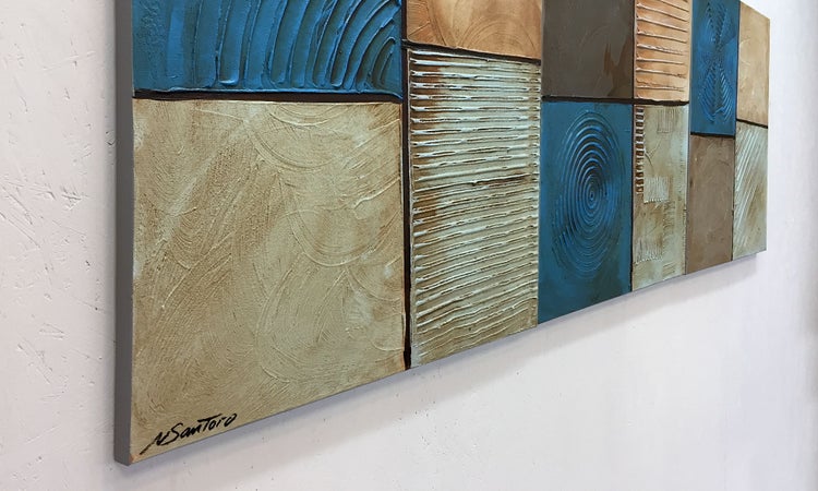 Das Wandbild -Playful Water- 210x70x2 cm handgemaltes Unikat