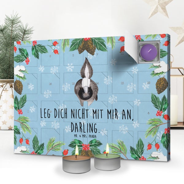Mr. & Mrs. Panda Duftkerzen Adventskalender Stinktier Angriff - Blau Pastell