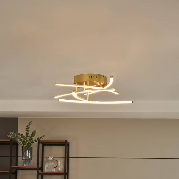 Lindby LED Deckenleuchte Flakira dimmbar (Modern) in Bronze aus Aluminium (1 flammig, ) - Lampe Deckenlampe Wohnzimmerleuchte