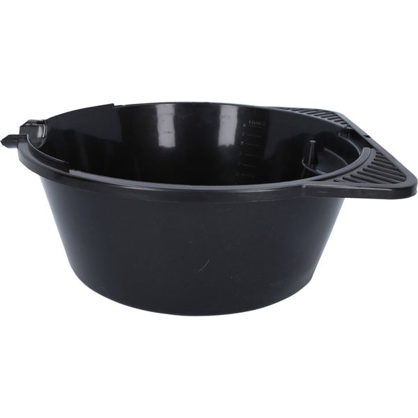 Schwarze Farbmischschale aus Kunststoff mit Messskala
