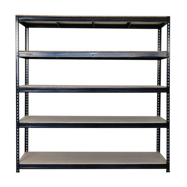 PROREGAL Profi Schwerlastregal Bison HxBxT 200 x 180 x 60 cm 5 Spanplatten-Ebenen 16mm Fachlast 600 kg Schwarz