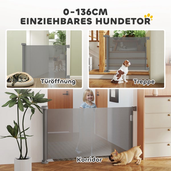 Einziehbares Hundetor in verschiedenen häuslichen Umgebungen