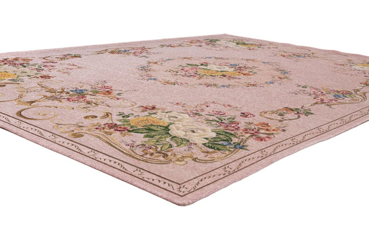 Gewebter Bordürenteppich im floralen Design Flomi Rosa 160x230cm