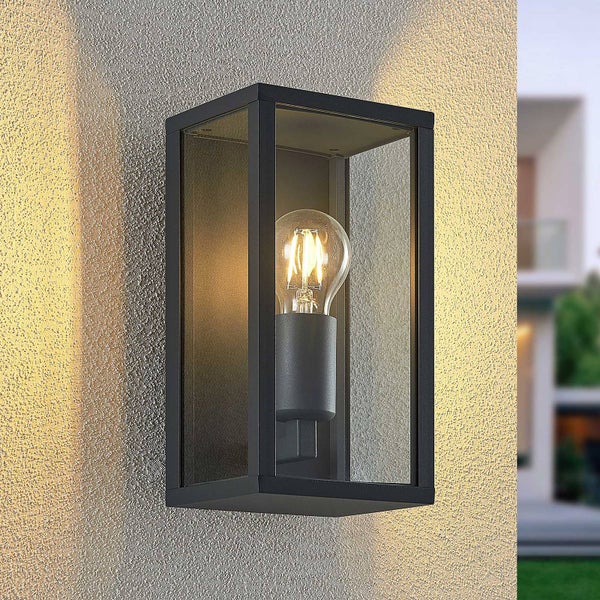 Lindby Wandleuchte außen Peldar (spritzwassergeschützt (Modern) in Schwarz aus Aluminium (1 flammig, E27) - Außenwandleuchten Wandlampe Led Außenlampe Outdoor für Außenwand/Hauswand