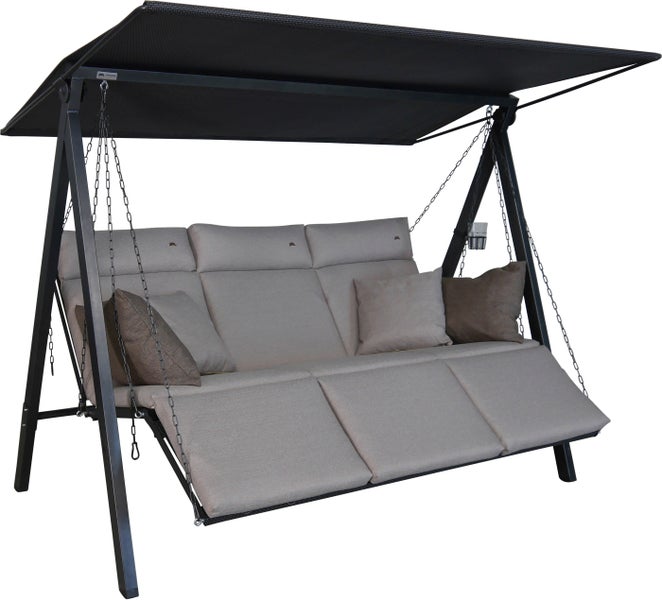 Gartenschaukel mit Dach, Kissen und Getränkehalter