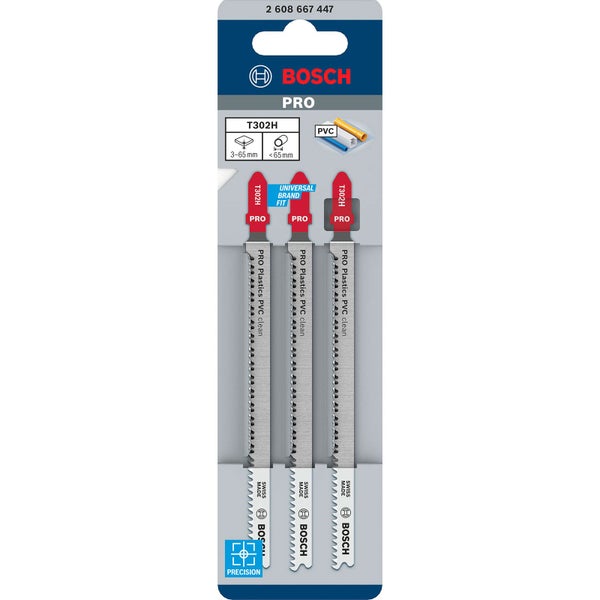Bosch PRO Plastics PVC clean T302H Stichsägeblatt 132 mm 3-tlg. - 2608667447