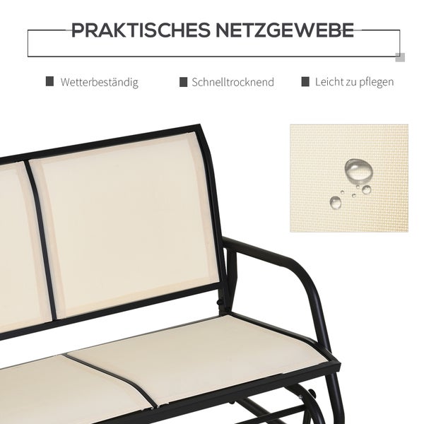 Outsunny Schaukelstuhl, 120L x 70B x 85H cm, Metall, Texteline-Gewebe, beige