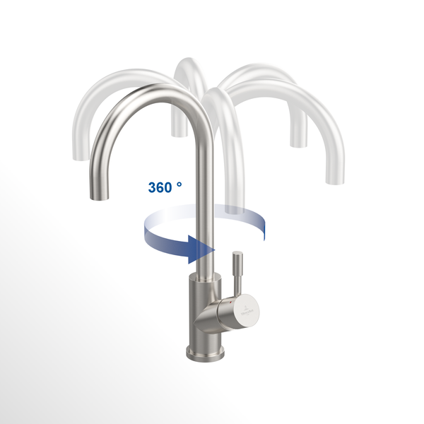 Villeroy & Boch Küchenarmatur Umbrella Flex, Hochdruck-Armatur, mit ausziehbarer Brause, wassersparend, Gold