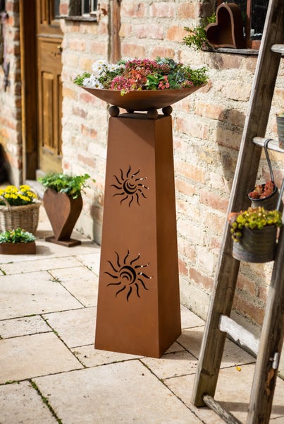FRANK FLECHTWAREN | Säule Sonne, 2tlg., METALL, Schale ca. Ø 48 cm, GH 103 cm