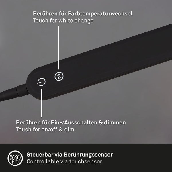 LED Klemmleuchte Klemmlampe Dimmbar CCT 8 W schwarz Metall-Kunststoff Briloner