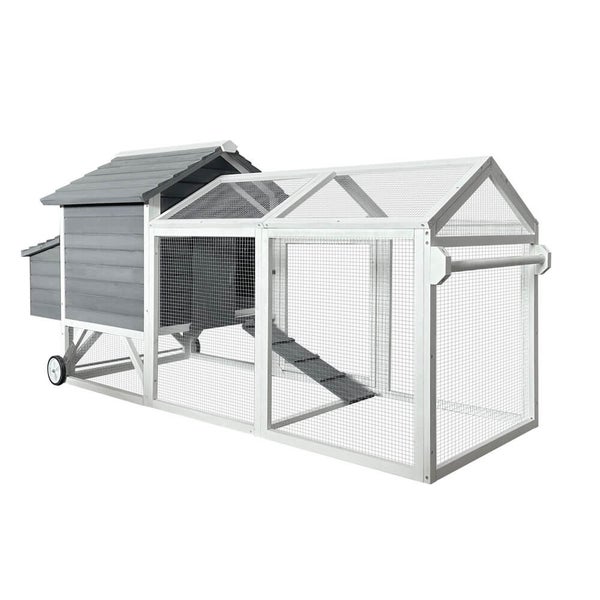 Home Deluxe Hühnerstall aus Holz FERA - 224 x 107 cm | Großes, wetterfestes Holzgehege mit Auslauf