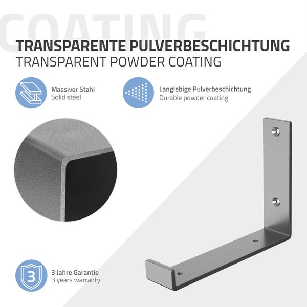 ML-Design 8 Stück Regalhalterung 20x4x14 cm, Grau, aus Metall, 8 Zoll Regalhalterungen, Industrielle Regalwinkel, Regalträger für Wandmontage, 90 Grad Wandhalterung, L-Form Wandregal, inkl. Schrauben