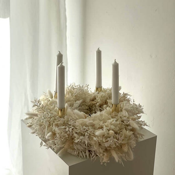 Adventskranz Trockenblumen Snow White