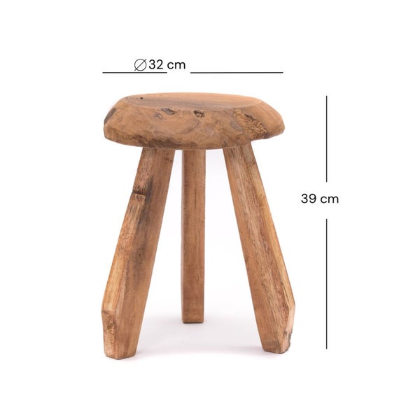 Hocker aus Holz, circa 39 cm hoch, Sitzfläche circa 32 cm Durchmesser