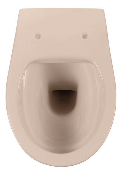 Calmwaters® Spülrandloses Hänge WC in Beige-Bahamabeige, Wand WC Abgang waagerecht, Tiefspül WC ohne Spülrand, Tiefspüler wandhängend, Wandtoilette aus Sanitärkeramik in Beige, 08AB6146